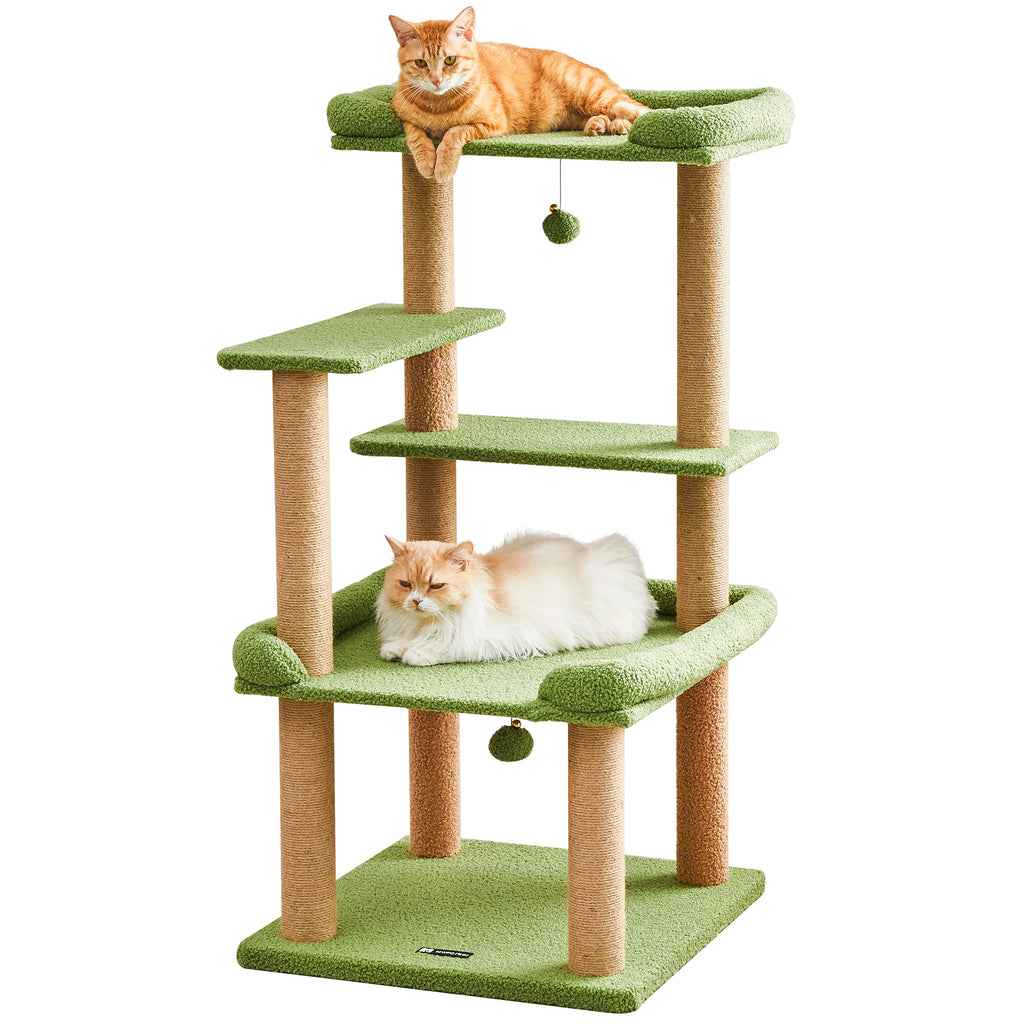 MWPO キャットタワー 大型猫 据え置き 安定感 多頭飼い 爪とぎ 猫ベッド シンプル 114cm  954